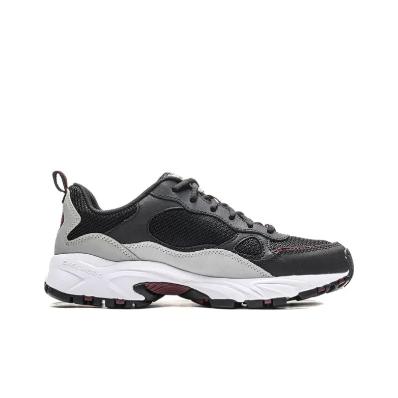 Skechers Slip Resistant Low Top Chunky Sneakers Men's Black Gray Color-1