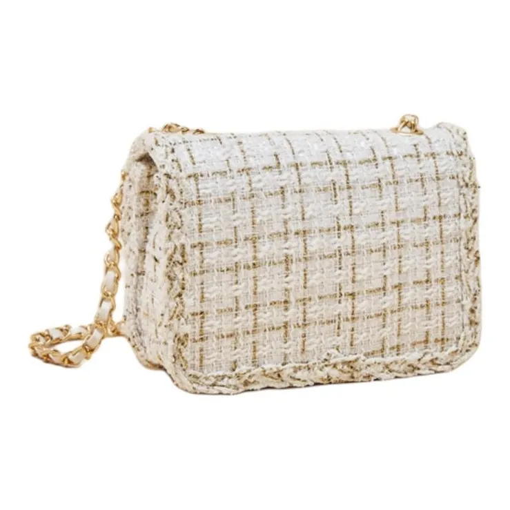 FOXER Fabric Trendy Elegant Travel Crossbody Shoulder Bag Small Square Small Size Women's White-7