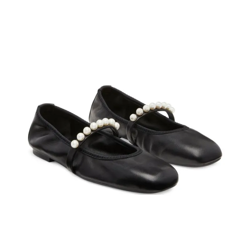 stuart weitzman Goldie Pearl-embellished Ballerina Flats-3