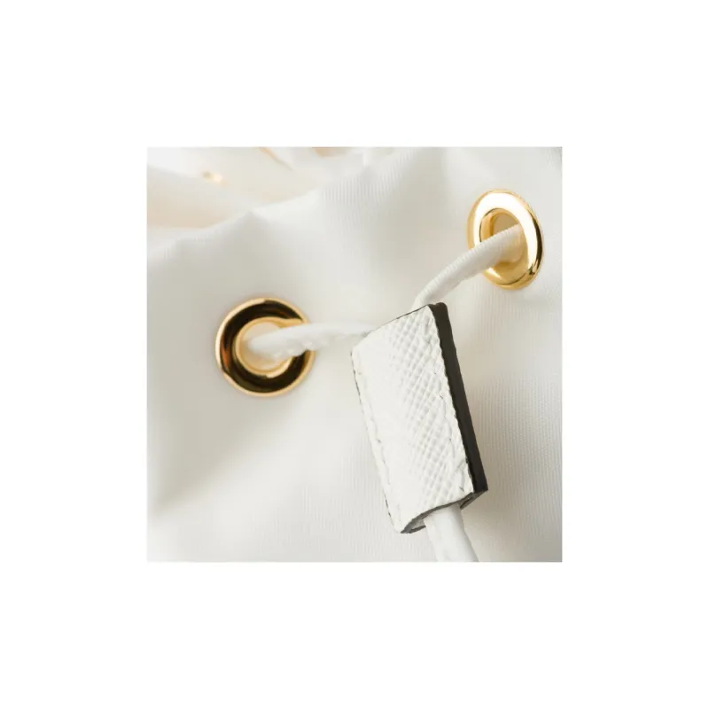 PRADA Re EditionRe Nylon Fabric With Leather Bucket Bags Shoulder Bag Crossbody Bag Handbag Mini Women's White-4