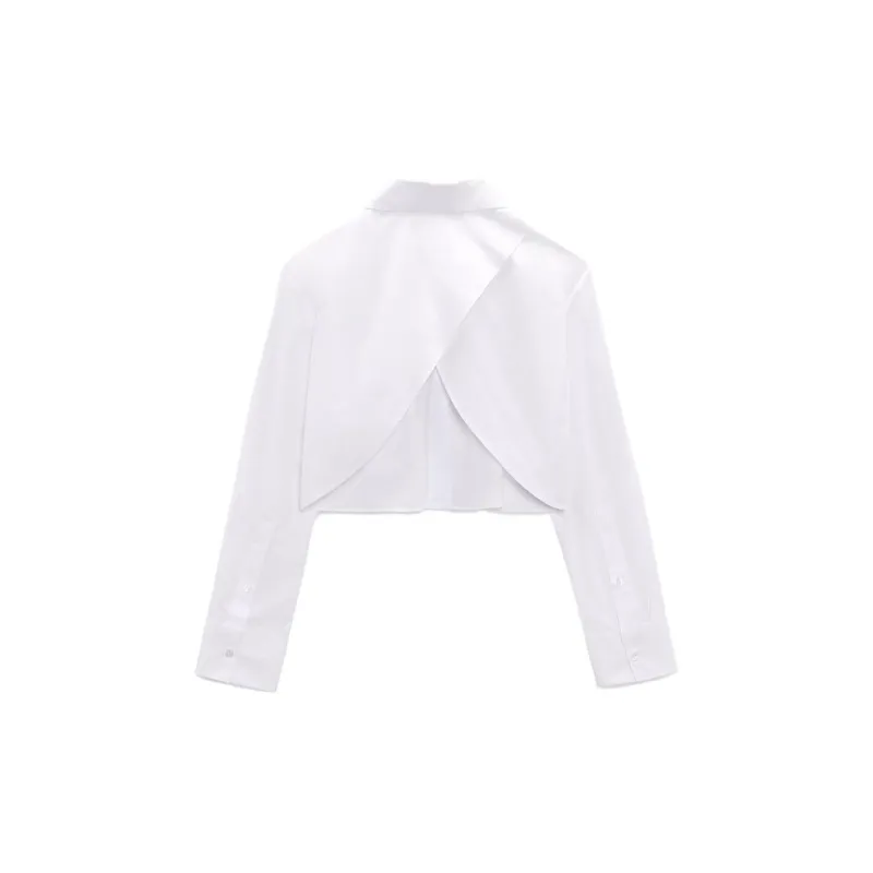 ZARA Crop Tops Women's White-1