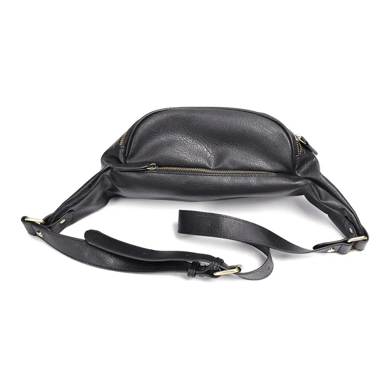 Fillove PU Sling Bags Crossbody Bags Regular Unisex Black-1