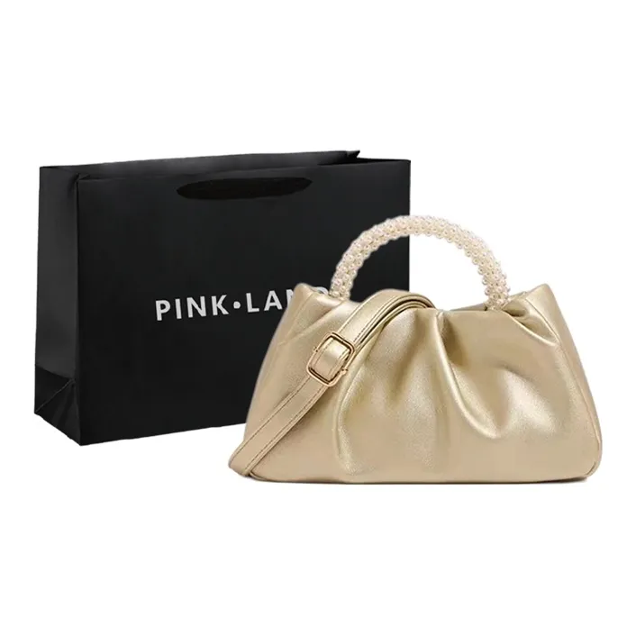 PINK·LAND PU Wrist Bag, Cloud Bag, One Shoulder Handbag Mini Women's White/Pink/Gold/Silver-10