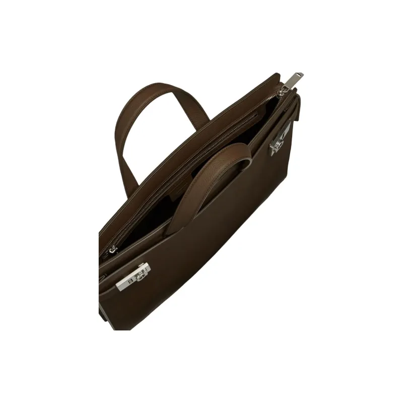 FERRAGAMO GANCINI Grained Calfskin Portable Briefcases Men's Brown-4