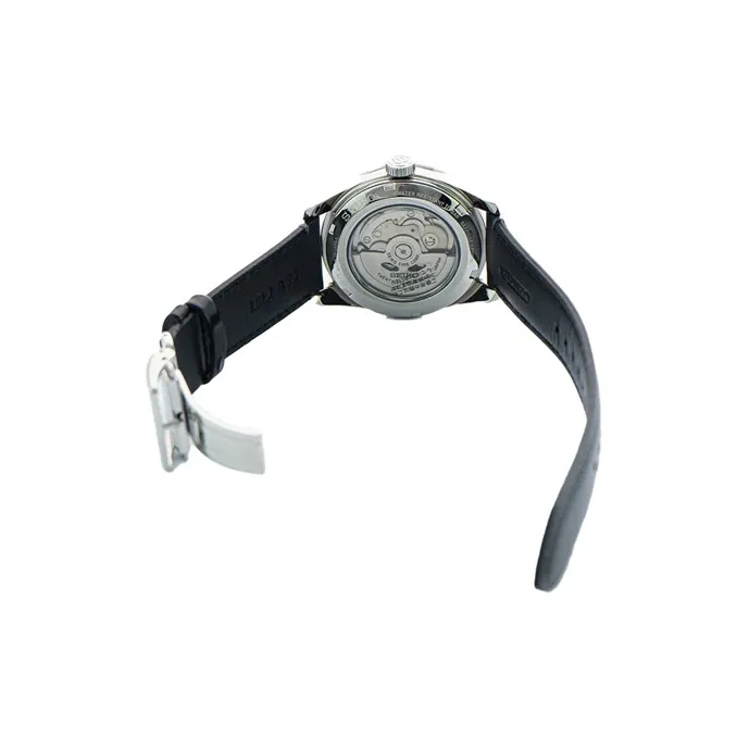 SEIKO Mechanical Movement Genuine Leather Strap Watch Unisex Black Dial SPB231J1-2