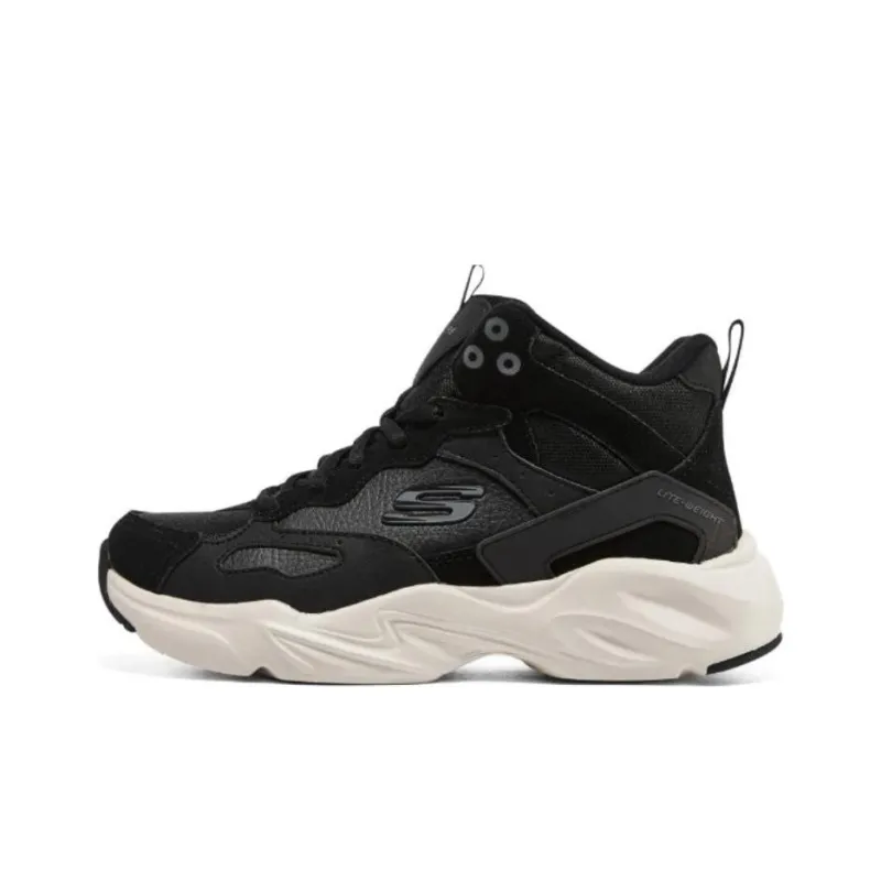 Skechers Stamina Airy Cushioning Wear Resistant High Top Chunky Sneakers Women's Black White-0