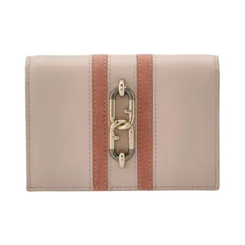 Furla Calfskin Wallet Mini Unisex Pink & Beige