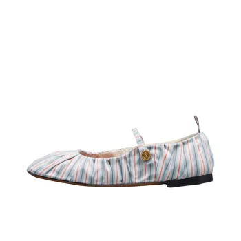 THOM BROWNE Stripe pattern Cotton Ballerina Shoes