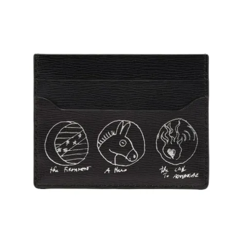 Delvau CASPER Collaboration Opera Calf Grain Calfskin Card Holder Women's Black
