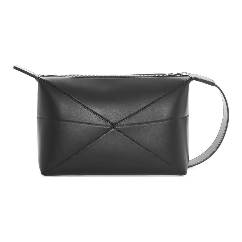 LOEWE Cow Leather Toiletry Bag Men's Black-3