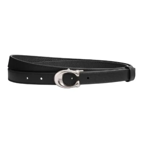 COACH Eggstone Pattern Detail Leather Belts Women's Black Width: 2CM