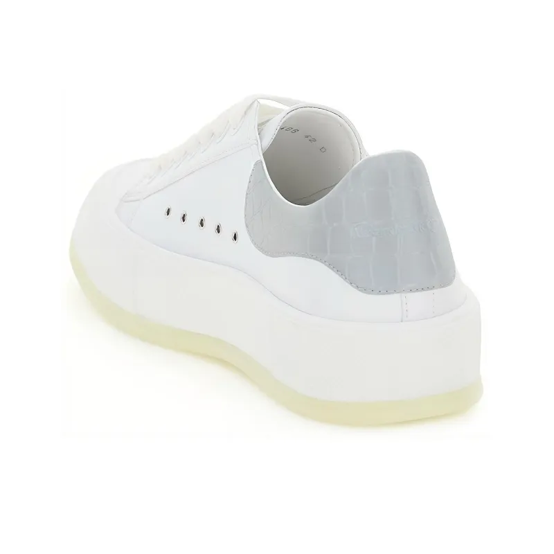 Alexander McQueen Deck Stylish Skateboarding Shoes Men's White-3