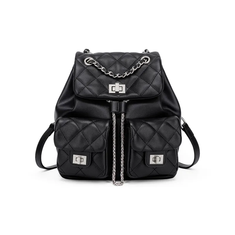 Simvay Clos PU Backpack Medium Size Women's Black-1