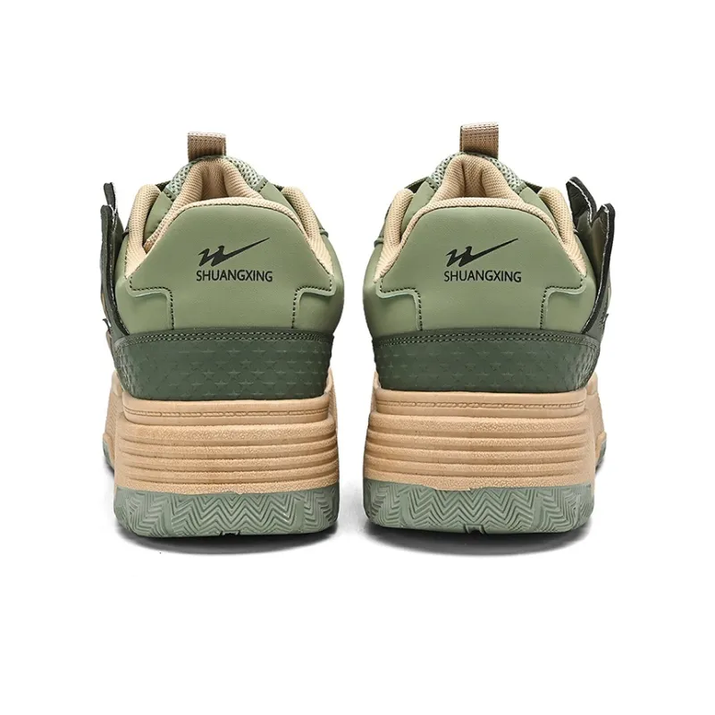 Binary Skateboard Shoes Unisex Low Top Dark Green/Beige-3