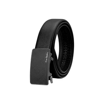 PIERRE CARDIN Genuine Leather Business Automatic Buckle Top Grain Cow Leather Belts Men's Black