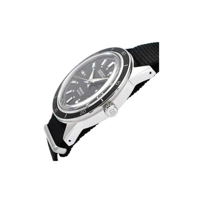 SEIKO Presage Series Mechanical Movement Nylon Strap Watch Men's Watches Black Dial SARY197-2
