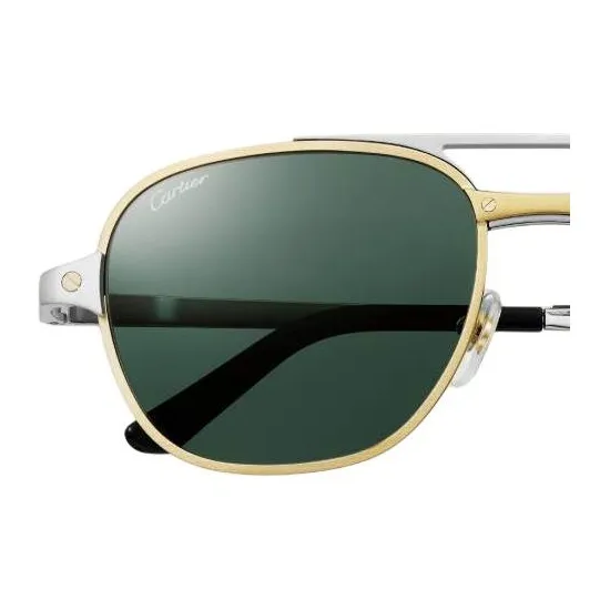 CARTIER Metal Gold Plated Platinum Plated Aviator Sunglasses Men's Silver-2