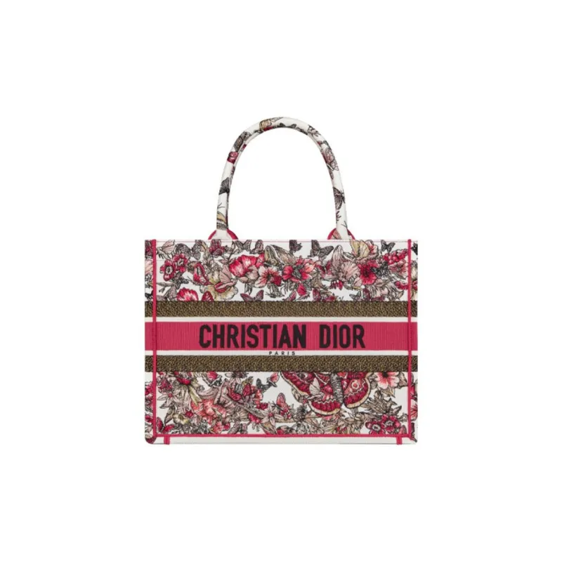 DIOR BookTote Canvas Tote Bag Shopping Bag Canvas Bag Handbags Medium Size Women's Multicolor-0