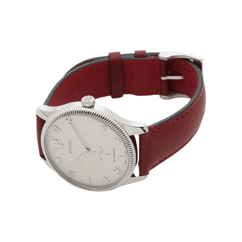 GUCCI G Timeless Collection Wrist Watch Automatic Mechanical Movement Leather Watch Bands White Dial Women's Watch-3