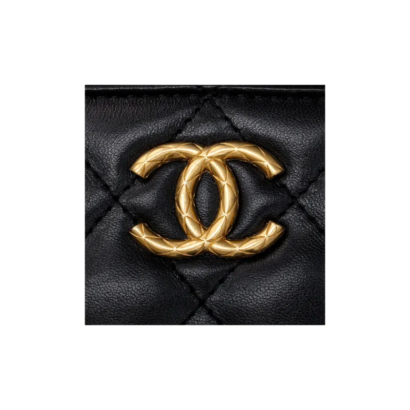CHANEL Lambskin Shoulder Bag, Crossbody Bag Women's Black-4