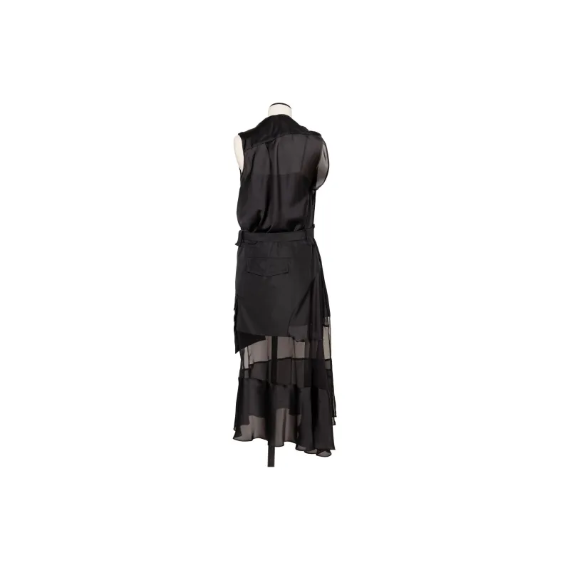 Sacai Sheer panelled Belted Dress-1