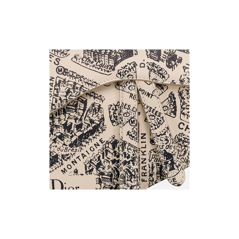 DIOR Saddle Smooth Cow Leather Saddle Bag Shoulder Bag Crossbody Bag Handbag Women's Beige & Marine Blue-5