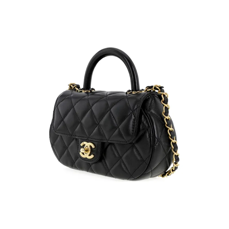 CHANEL Sheepskin Shoulder Bag, Crossbody Bag, Handbag Medium Size Women's Black-1