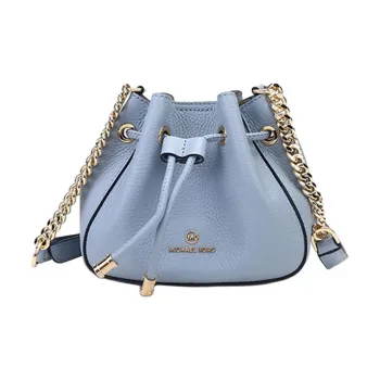 MICHAEL KORS Phoebe Cow Leather Bucket Bag, Chain Bag, Crossbody Bag, Shoulder Bag Women's Light Blue