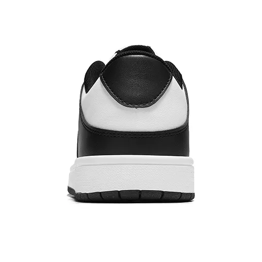 QIAODAN Slip Resistant Coverage Low Top Skateboard Shoes Men's Black White-6