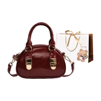 ERANGBEAR PU Bowling Bag Crossbody Handbag Regular Women's Pink/Silver/White/Black/Red
