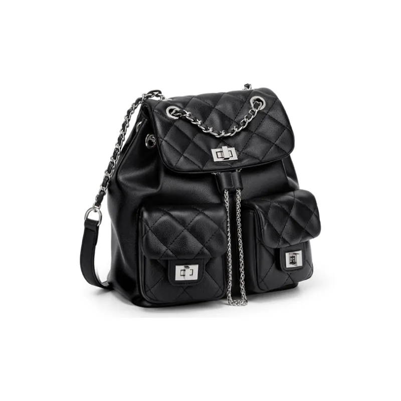 Simvay Clos PU Backpack Medium Size Women's Black-2