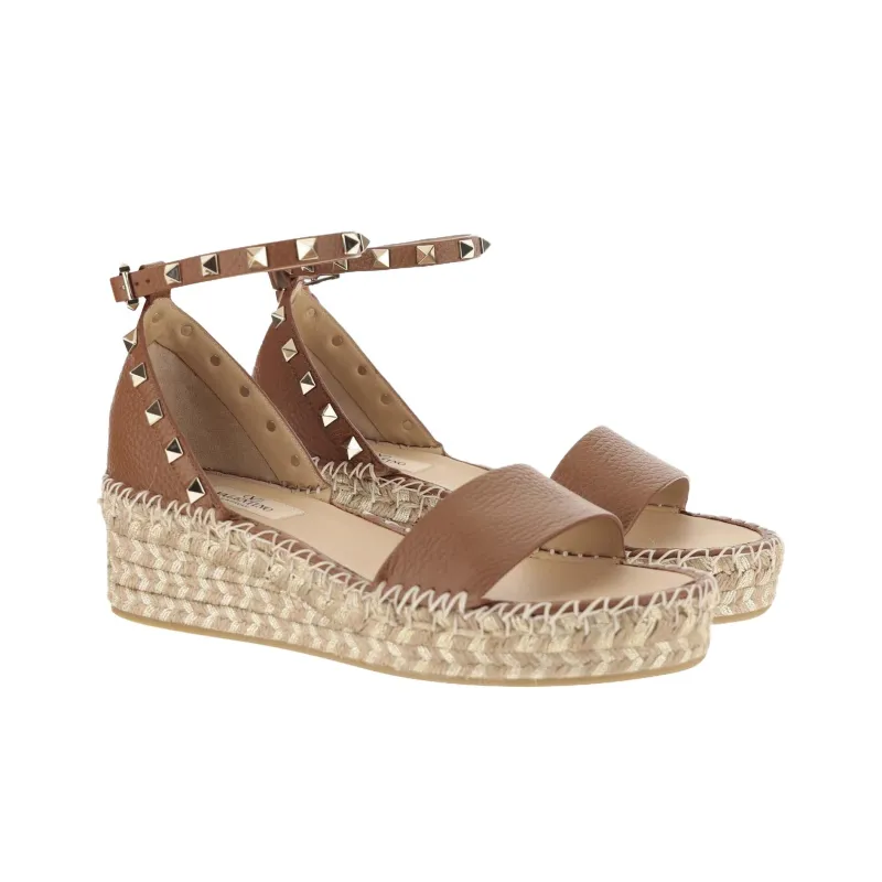 Valentino Rockstud One Strap Sandals Women's Brown-2