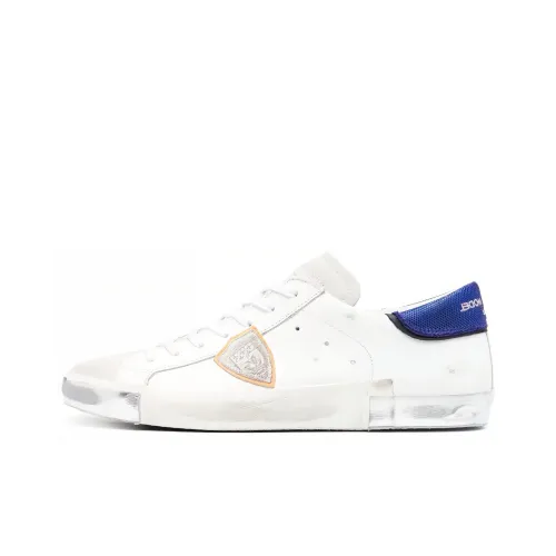 PHILIPPE MODEL Wear-Resistant Low-Top Skateboard Shoes Men's White Blue