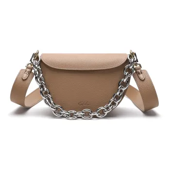 Satchi Cow Leather Shoulder Bag Crossbody Bag Small Size Women's Brown