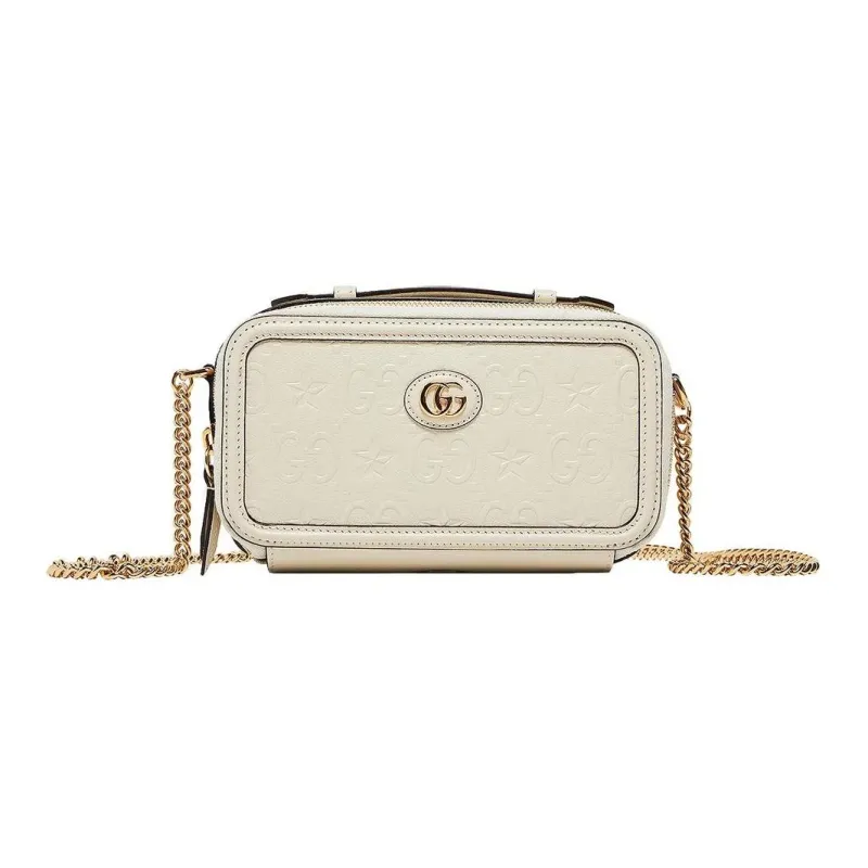 GUCCI Leather Handbag Shoulder Bag Crossbody Bag Small Size Women's White-0