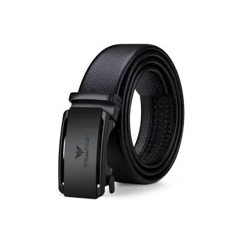 WilliamPOLO Top Grain Cow Leather Leather Belts Men's Gunmetal 3.5cm Width