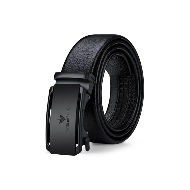 WilliamPOLO Top Grain Cow Leather Leather Belts Men's Gunmetal 3.5cm Width-0