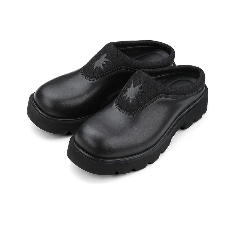 HANQIAORIJI Rebirth Slip Resistant Lightweight Sandal Derby Closed Toe Slippers 4cm Men's Black-3