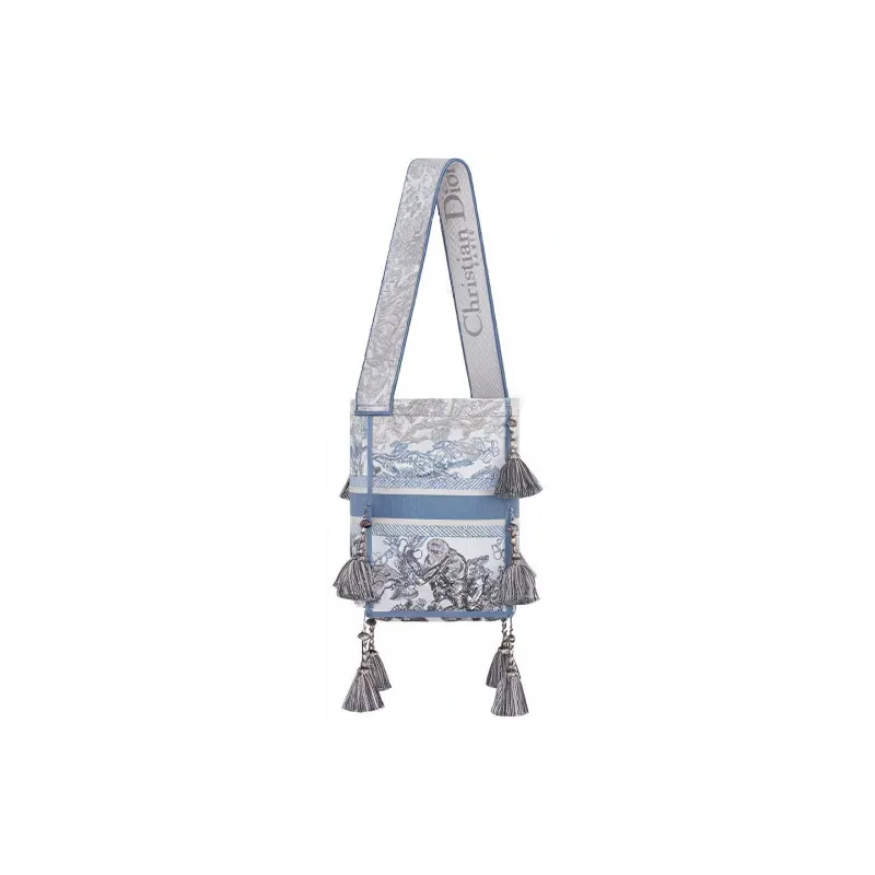 DIOR D Bubble Collection Fabric Bucket Bags Handbags Shoulder Bags Women's Blue-2