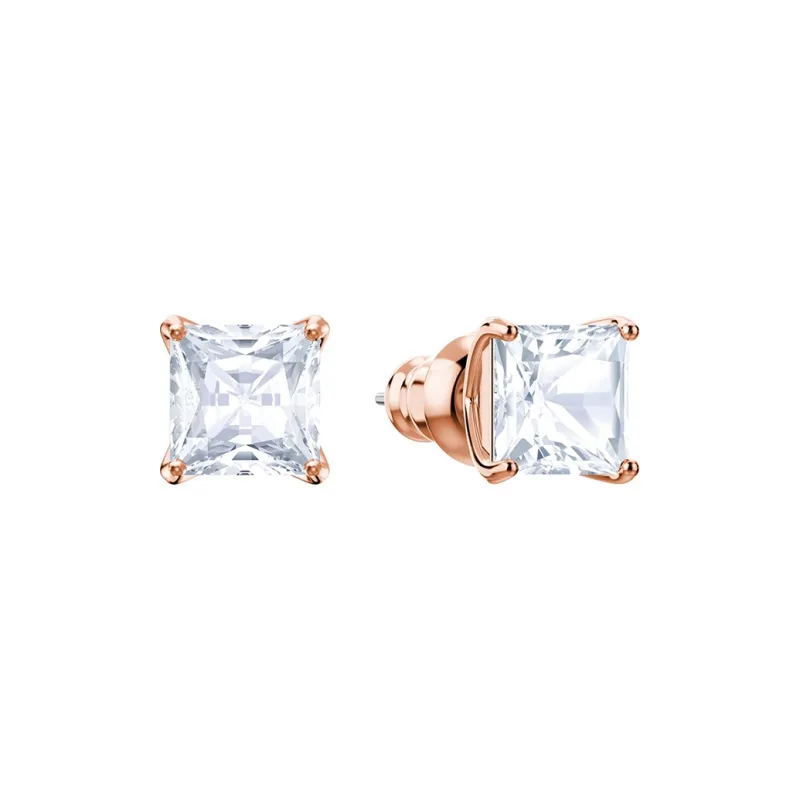 Swarovski Stilla Attract Stud Earrings Women's White/Rose Gold-1