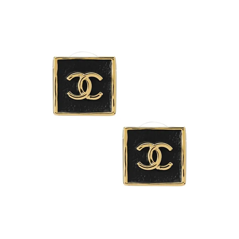 CHANEL Square Stud Earrings Women's-1