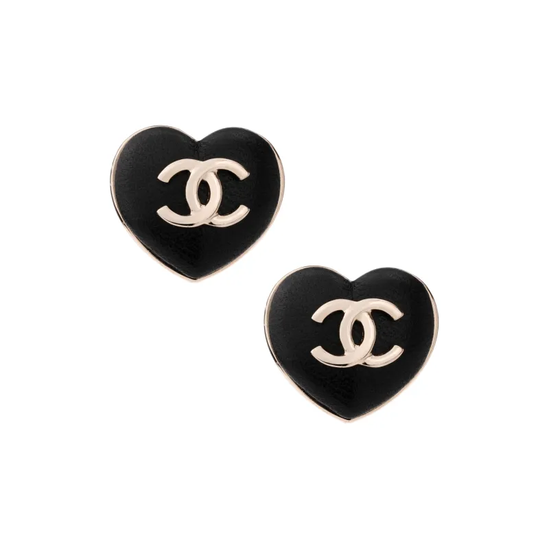 CHANEL Metal Stud Earrings Women's Black-0