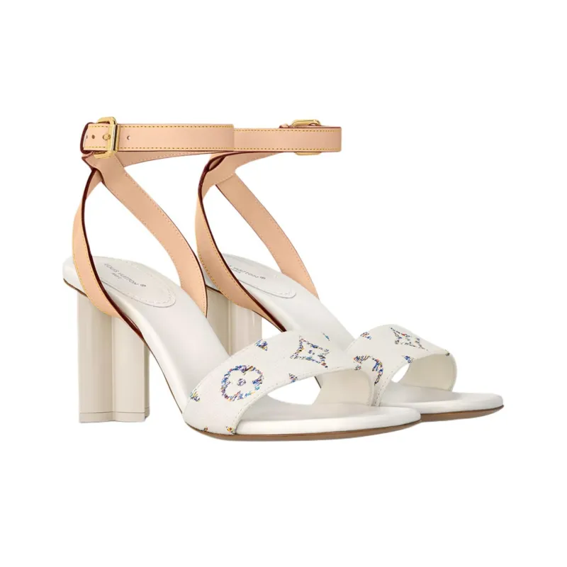 LOUIS VUITTON Silhouette Strap Sandals 8cm Women's Beige Apricot-2