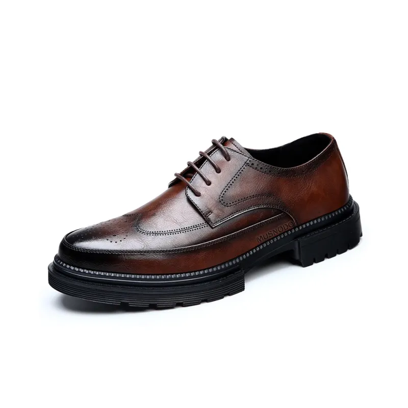 MUSNODO Dress Shoes Men Low Top Black/Brown-6