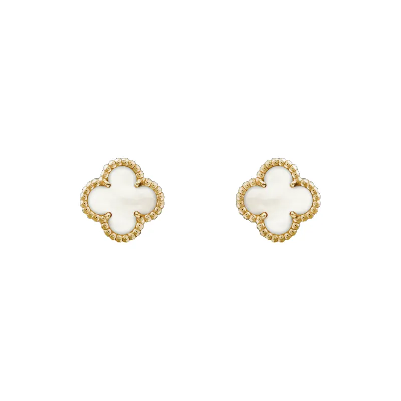 Van Cleef & Arpels 2010s 18K Yellow Gold Sweet Alhambra Mother of pearl Earrings-0