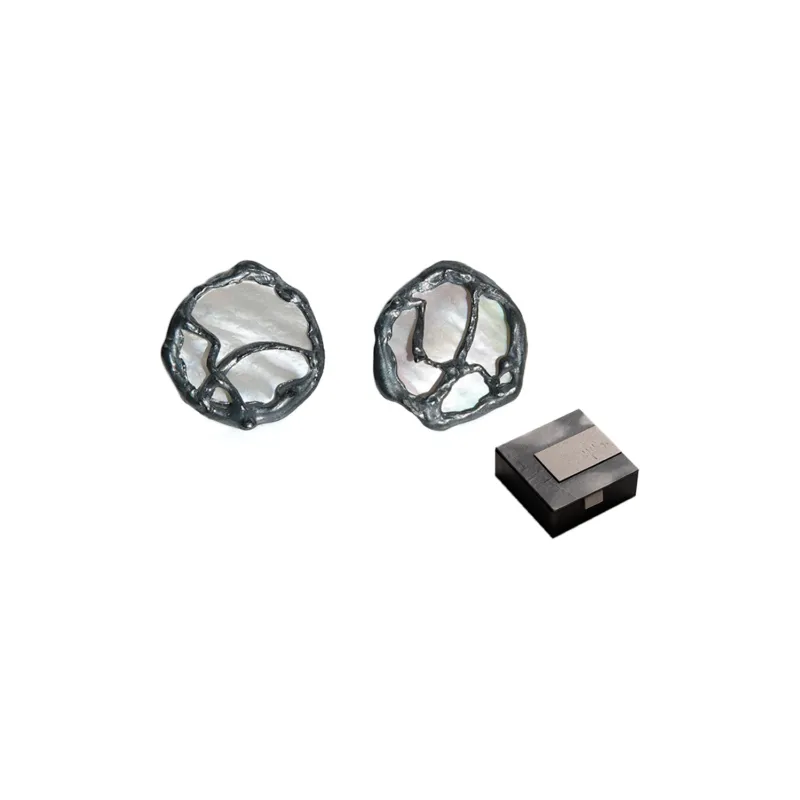 M.Wong Color Changing Mother of Pearl 925 Sterling Silver Stud Earrings Women's-4