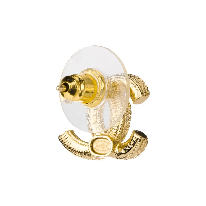 CHANEL Stud Earrings Unisex Gold-2