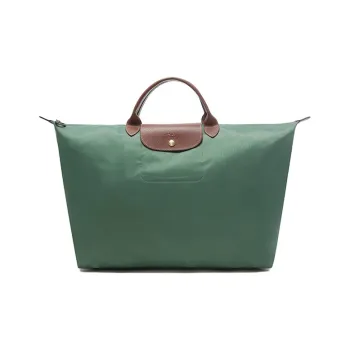 LONGCHAMP Fabric Travel Bag Dumpling Bag Handbag Large Size Women's Sage Green