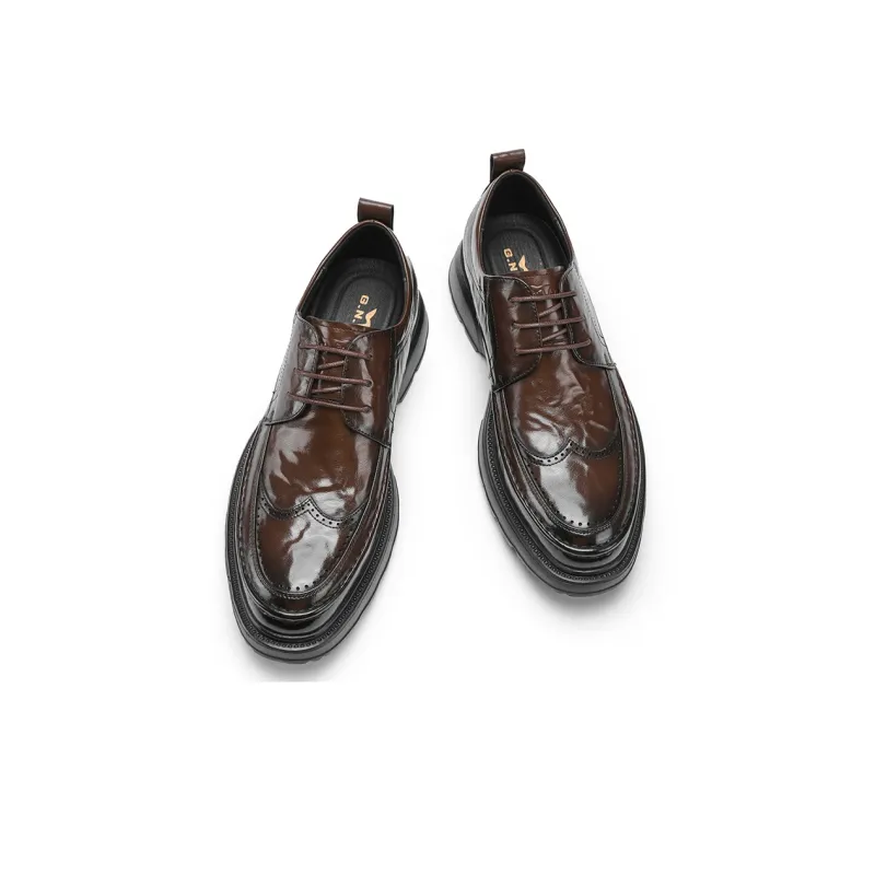 G.N.SHIJIA Dress Shoes Men Low Top Black/Brown-16