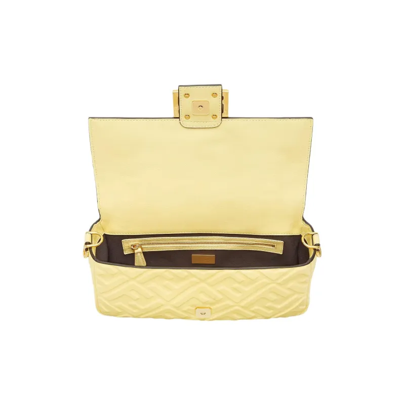 FENDI Baguette Lambskin Portable Crossbody Bag, Shoulder Bag Women's Yellow-3